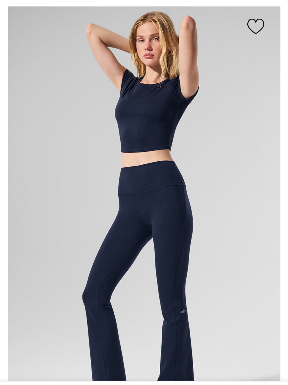 Alo Yoga Alosoft Crop Finesse Short Sleeve Tee Medium Euc Navy View 4